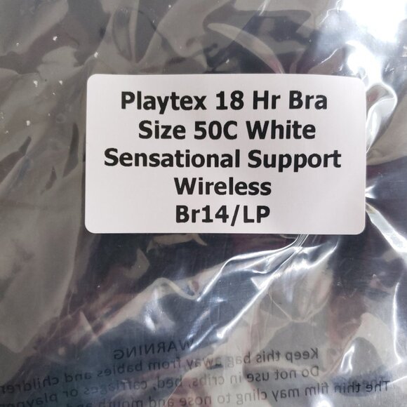 Playtex 18 Hr Bra Size 50C White Sensational Support Wireless - Picture 7 of 7